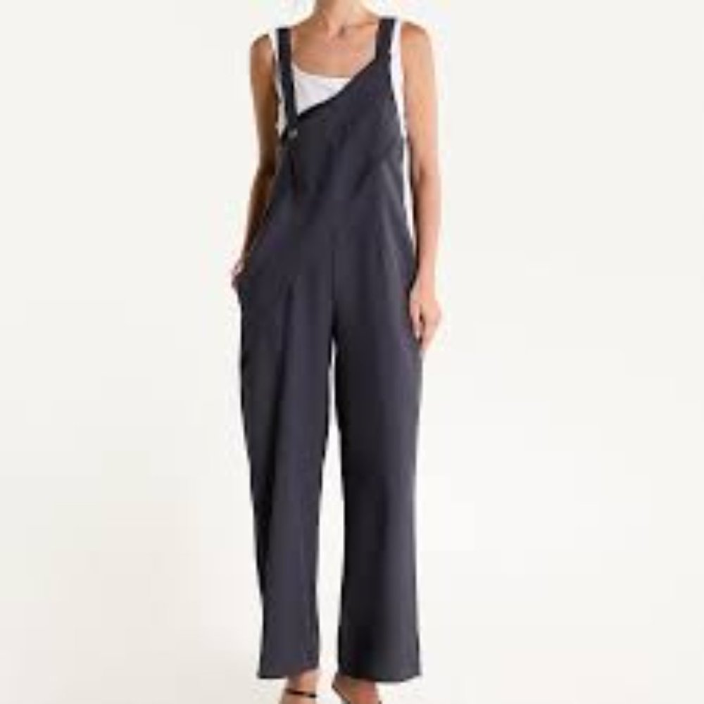 NWT J.ING Jumpsuit Wide Leg Asymmetrical Side Zip Gray Size M
